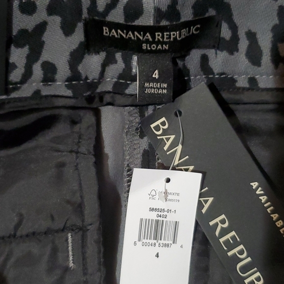 Banana Republic Black Gray Leopard Print Modern Sloan Skinny Ankle Pants Size 4 - Picture 5 of 8